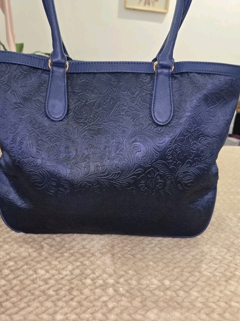 Disney Parks Kingdom Couture Snow White Navy Blue Tote Bag Apple Charm - Picture 8 of 10